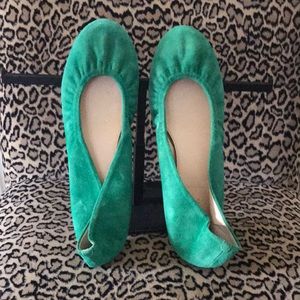 Green suede JCrew ballet flats sz 8